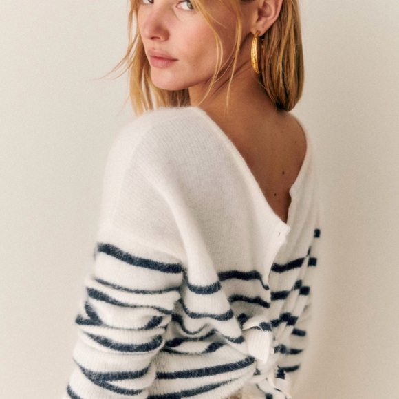 Sezane Gaspard Cardigan - Ecru Navy - Size XS - Picture 3 of 7